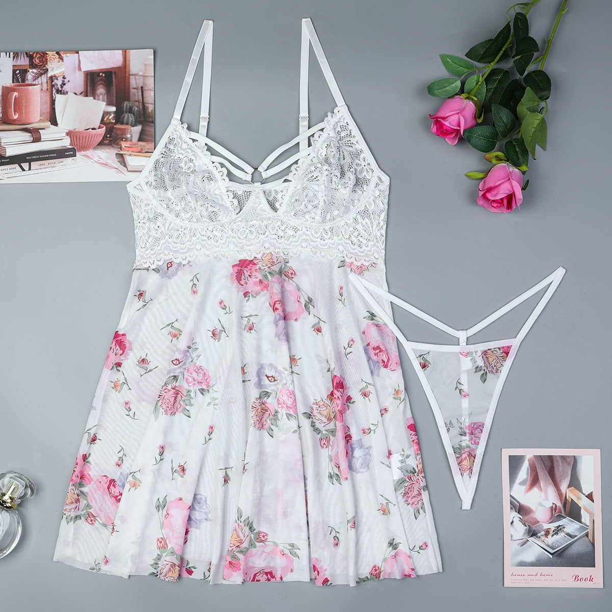 “Dreaming Doll Pajama Dress” – Frilly sleep dress in whisper-soft fabric. Soft dreams, soft skin, soft punishment in the morning.