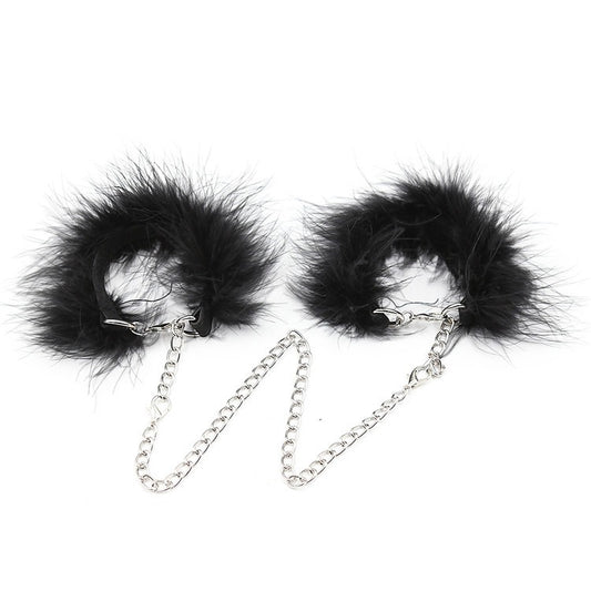 "Fuzzy Wuzzy's Not Free”
Black fur-lined cuffs that match your tail plug. Wiggle all you want. Mistress loves when her toys squirm.