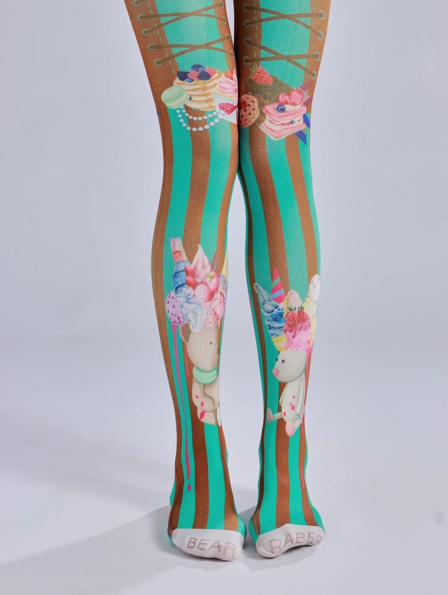 “Ice Cream Knees” – Adorable pastel tights with ice cream sprinkles printed right on your thighs. You’ll twirl because you’re sweet like cotton candy, pet.