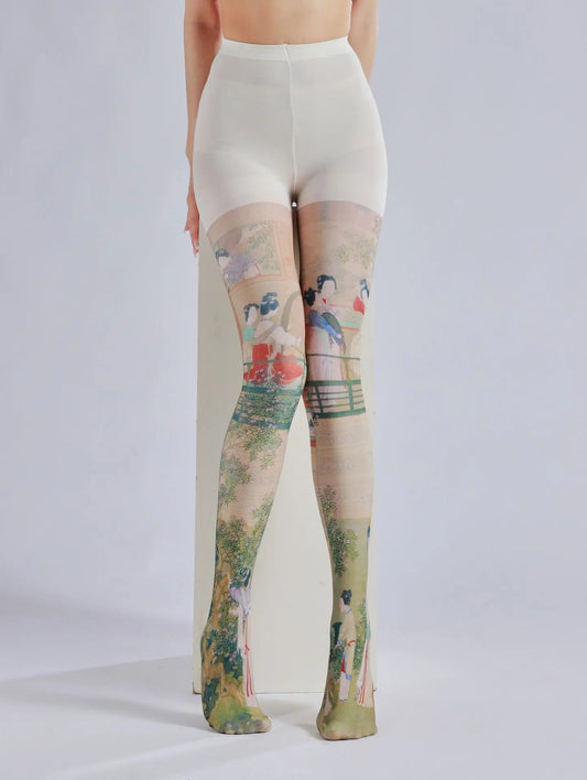 “Bunny-Eared & Broken”
White pantyhose with embroidered designs just above the knees. Every step you take is a hop toward helplessness. Adorable? Yes. Dignified? Never again.