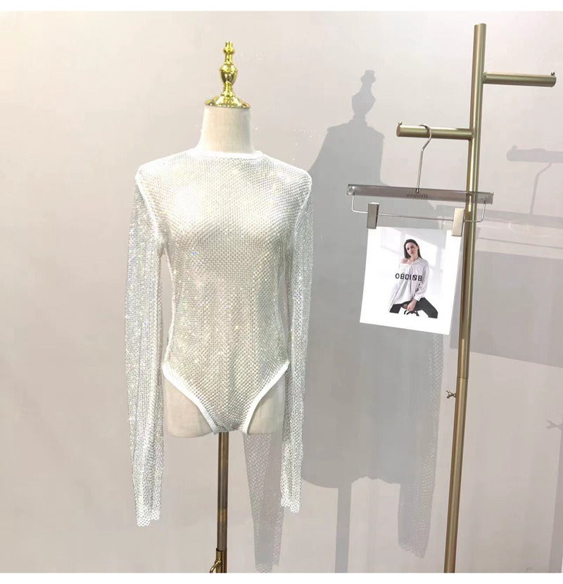 “Mistress’s Mesh Doll”
Black fishnet full-body suit with floral detailing and open chest. Nothing to hide, nothing to protect. Just a pretty little puppet on display.