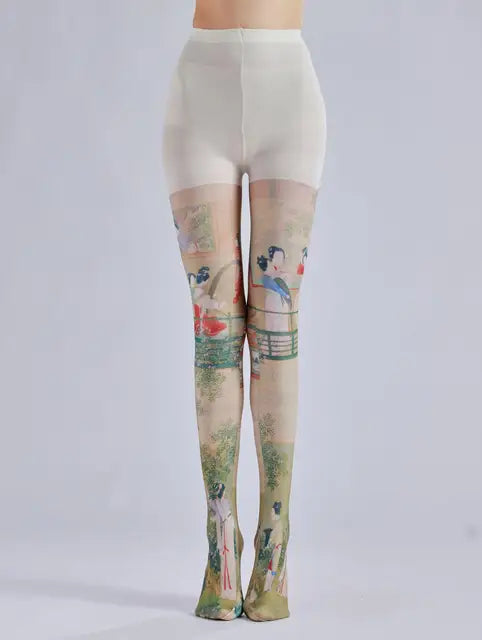 “Bunny-Eared & Broken”
White pantyhose with embroidered designs just above the knees. Every step you take is a hop toward helplessness. Adorable? Yes. Dignified? Never again.