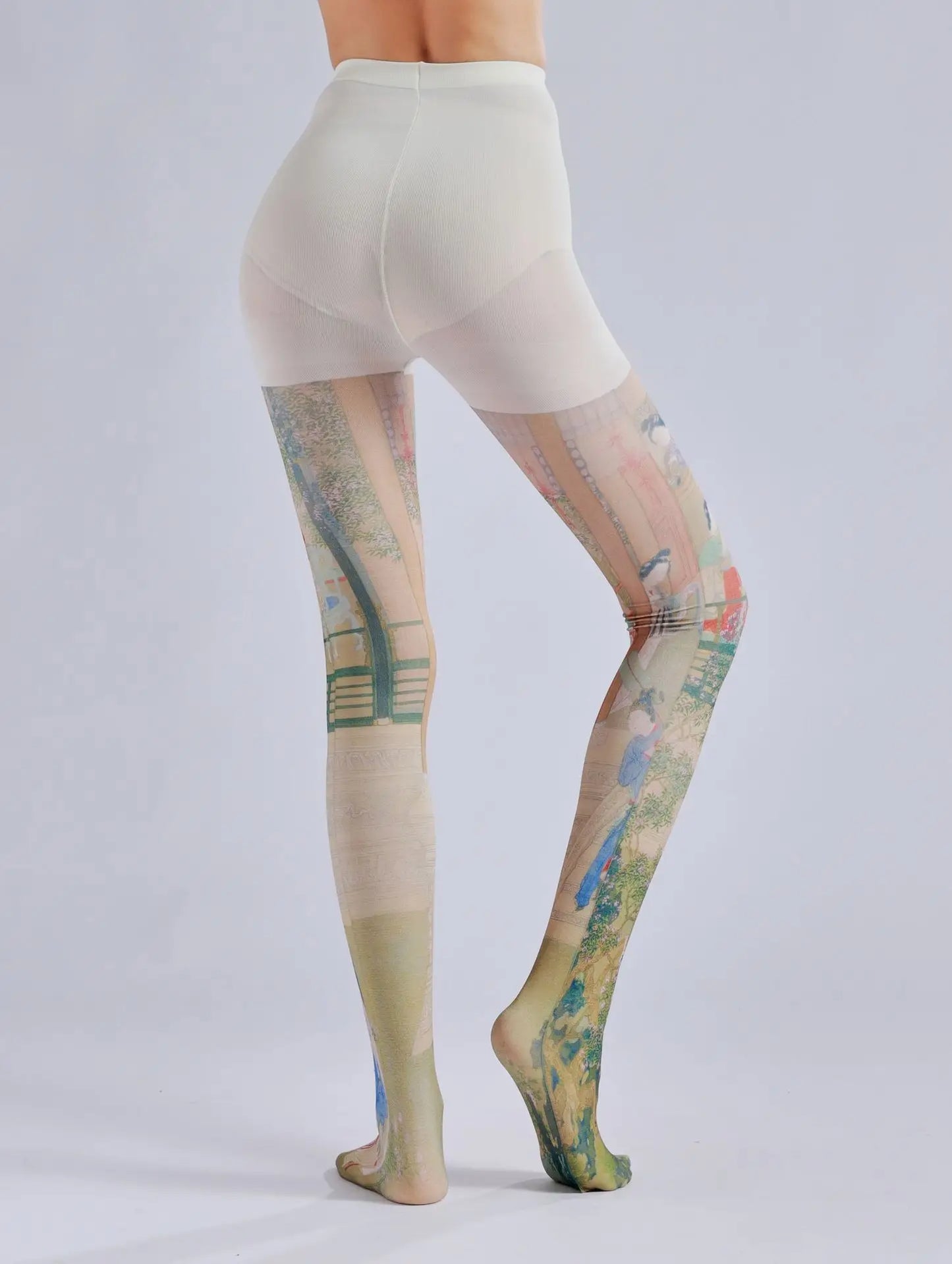 “Bunny-Eared & Broken”
White pantyhose with embroidered designs just above the knees. Every step you take is a hop toward helplessness. Adorable? Yes. Dignified? Never again.