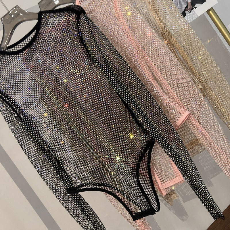 “Mistress’s Mesh Doll”
Black fishnet full-body suit with floral detailing and open chest. Nothing to hide, nothing to protect. Just a pretty little puppet on display.