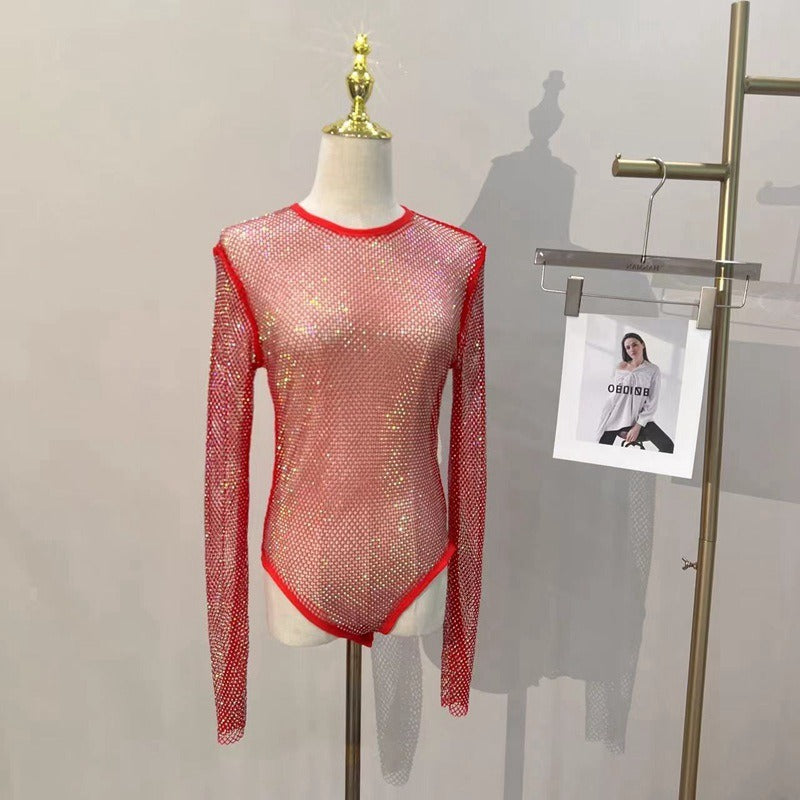 “Mistress’s Mesh Doll”
Black fishnet full-body suit with floral detailing and open chest. Nothing to hide, nothing to protect. Just a pretty little puppet on display.