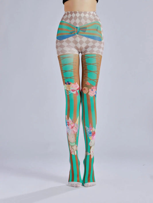 “Ice Cream Knees” – Adorable pastel tights with ice cream sprinkles printed right on your thighs. You’ll twirl because you’re sweet like cotton candy, pet.