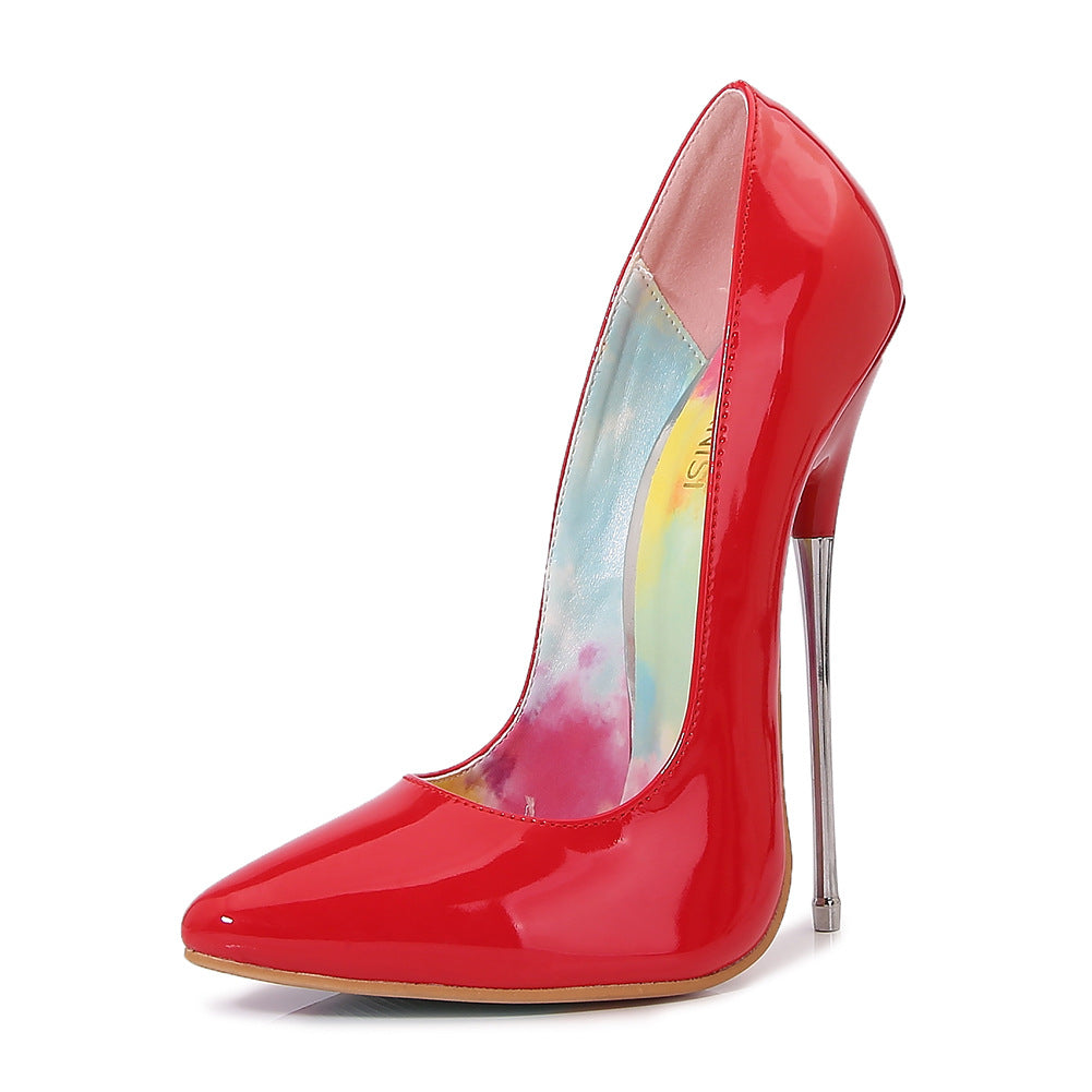 “Scarlet Tower Stilettos” – Red heel addiction. Too tall, too real. If your knees buckle, that’s your reward.