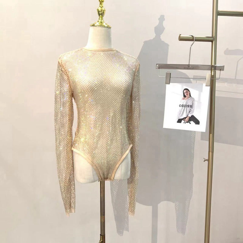 “Mistress’s Mesh Doll”
Black fishnet full-body suit with floral detailing and open chest. Nothing to hide, nothing to protect. Just a pretty little puppet on display.