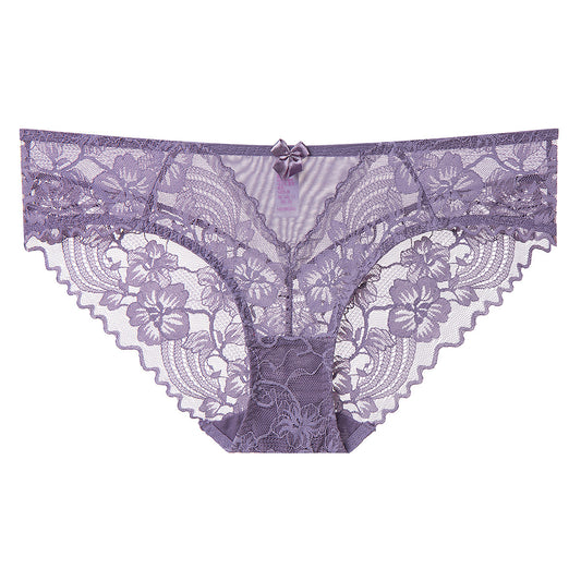“Purple Lace Petals” – Purple lace panties soft enough to bruise you. You should feel pretty… and remind yourself why.
