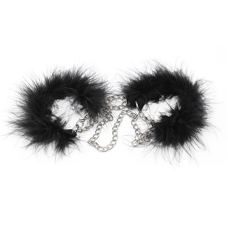 "Fuzzy Wuzzy's Not Free”
Black fur-lined cuffs that match your tail plug. Wiggle all you want. Mistress loves when her toys squirm.