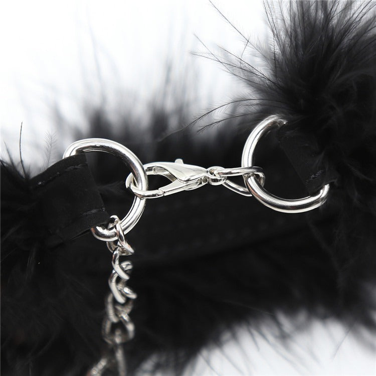 "Fuzzy Wuzzy's Not Free”
Black fur-lined cuffs that match your tail plug. Wiggle all you want. Mistress loves when her toys squirm.