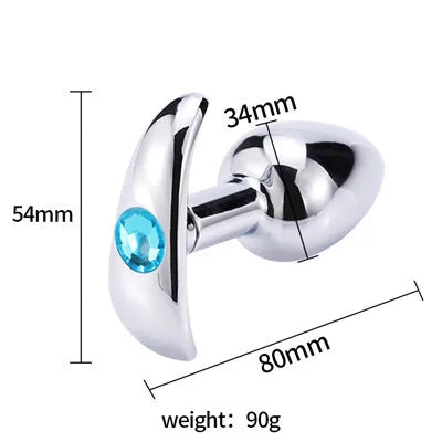 Runyu Intimate Metal Anal Plug with Crystal Jewelry Smooth Butt Plug Anal Beads Anus Dilator Anal Toy for Men Women Masturbation