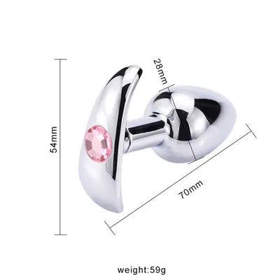 Runyu Intimate Metal Anal Plug with Crystal Jewelry Smooth Butt Plug Anal Beads Anus Dilator Anal Toy for Men Women Masturbation