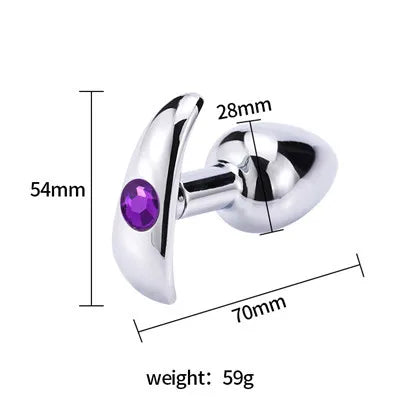 Runyu Intimate Metal Anal Plug with Crystal Jewelry Smooth Butt Plug Anal Beads Anus Dilator Anal Toy for Men Women Masturbation