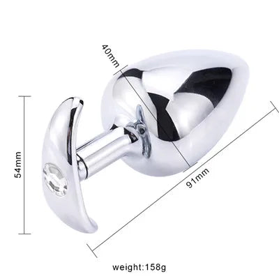 Runyu Intimate Metal Anal Plug with Crystal Jewelry Smooth Butt Plug Anal Beads Anus Dilator Anal Toy for Men Women Masturbation