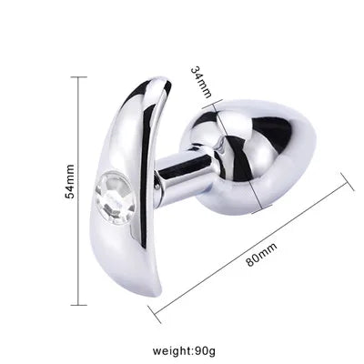 Runyu Intimate Metal Anal Plug with Crystal Jewelry Smooth Butt Plug Anal Beads Anus Dilator Anal Toy for Men Women Masturbation