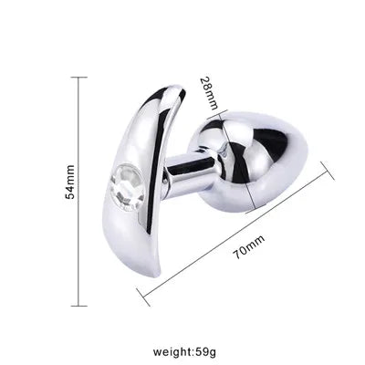 Runyu Intimate Metal Anal Plug with Crystal Jewelry Smooth Butt Plug Anal Beads Anus Dilator Anal Toy for Men Women Masturbation