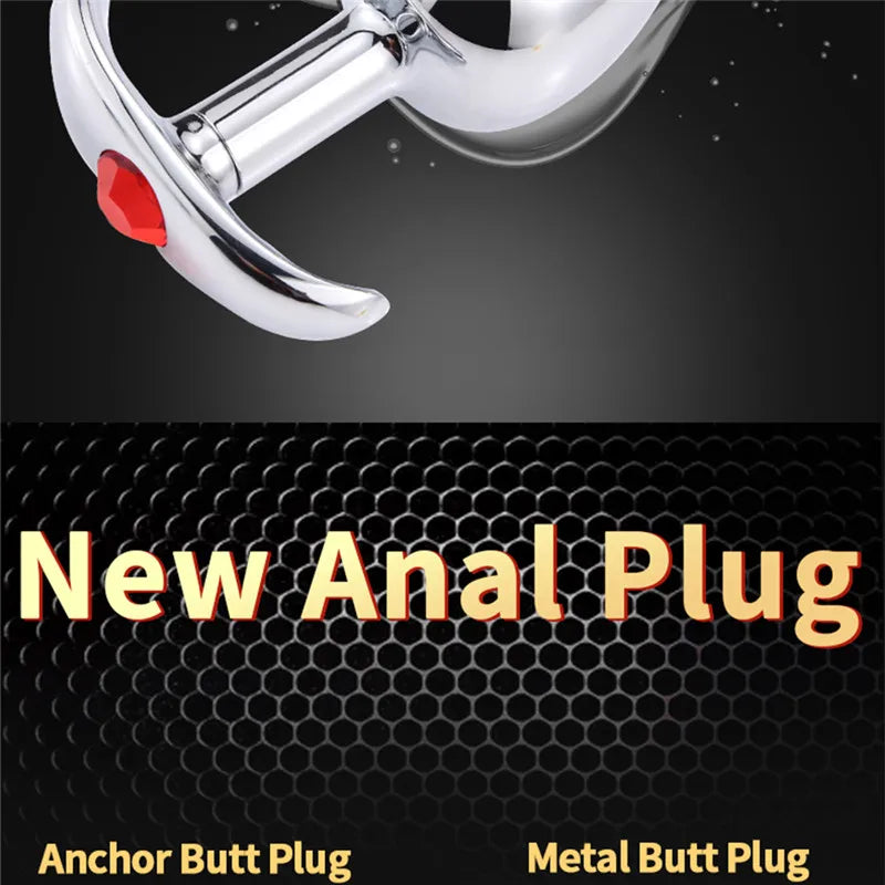 Runyu Intimate Metal Anal Plug with Crystal Jewelry Smooth Butt Plug Anal Beads Anus Dilator Anal Toy for Men Women Masturbation