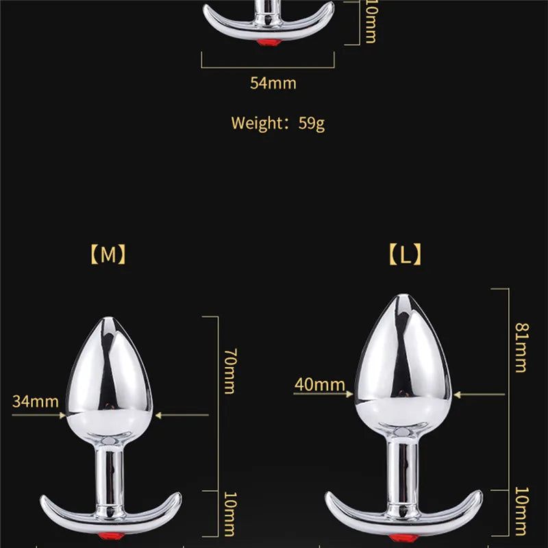 Runyu Intimate Metal Anal Plug with Crystal Jewelry Smooth Butt Plug Anal Beads Anus Dilator Anal Toy for Men Women Masturbation