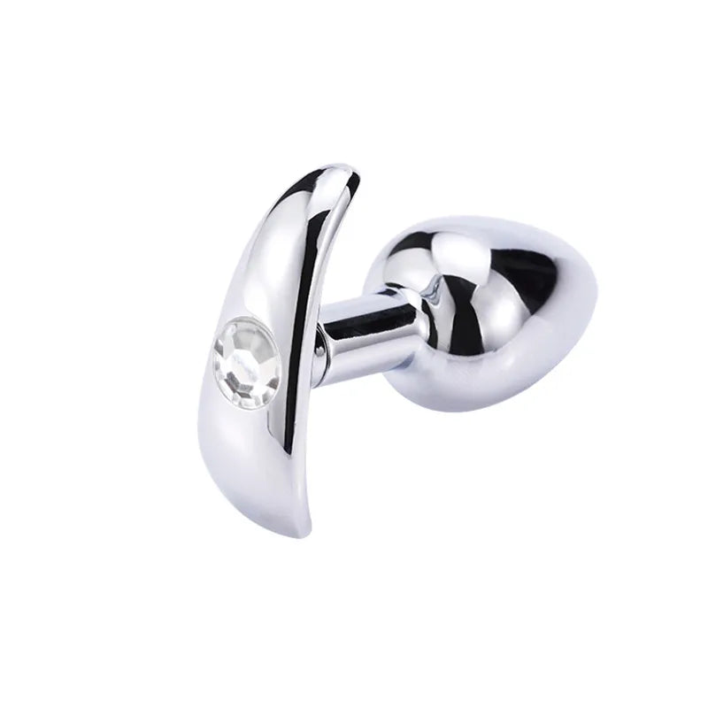 Runyu Intimate Metal Anal Plug with Crystal Jewelry Smooth Butt Plug Anal Beads Anus Dilator Anal Toy for Men Women Masturbation