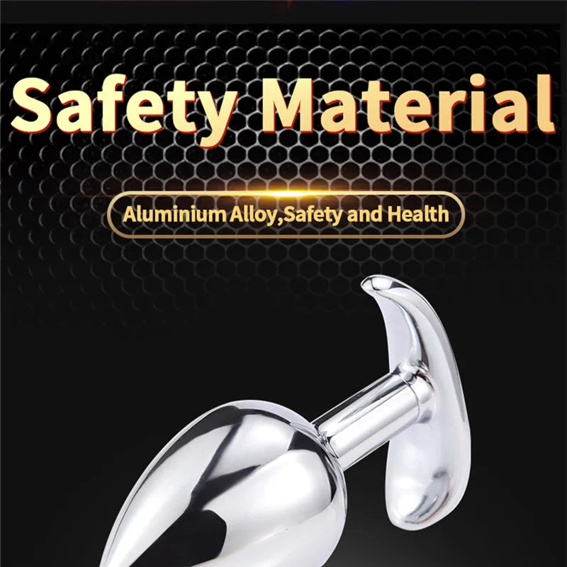 Runyu Intimate Metal Anal Plug with Crystal Jewelry Smooth Butt Plug Anal Beads Anus Dilator Anal Toy for Men Women Masturbation