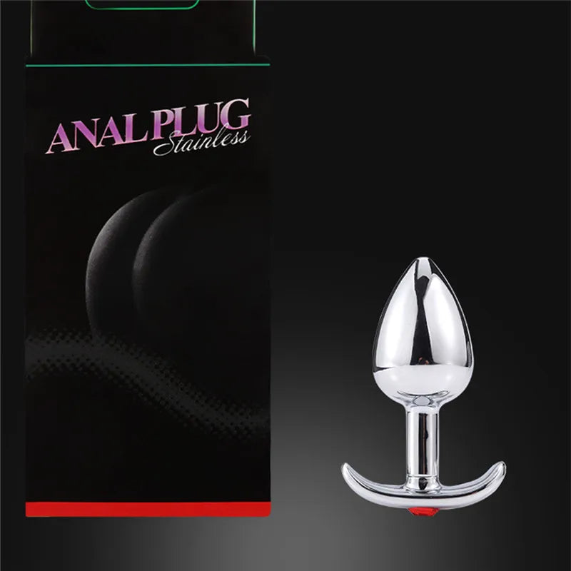 Runyu Intimate Metal Anal Plug with Crystal Jewelry Smooth Butt Plug Anal Beads Anus Dilator Anal Toy for Men Women Masturbation