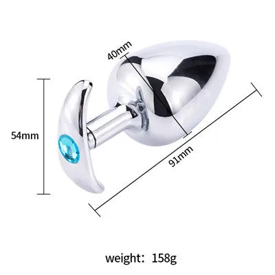 Runyu Intimate Metal Anal Plug with Crystal Jewelry Smooth Butt Plug Anal Beads Anus Dilator Anal Toy for Men Women Masturbation
