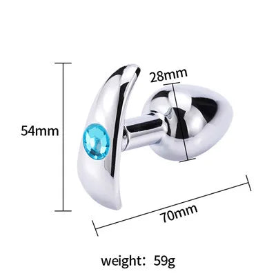 Runyu Intimate Metal Anal Plug with Crystal Jewelry Smooth Butt Plug Anal Beads Anus Dilator Anal Toy for Men Women Masturbation