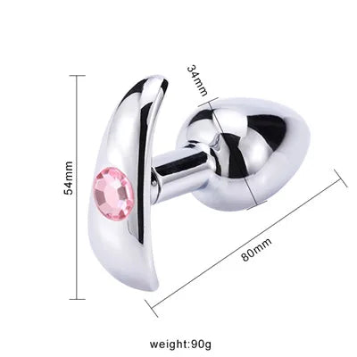 Runyu Intimate Metal Anal Plug with Crystal Jewelry Smooth Butt Plug Anal Beads Anus Dilator Anal Toy for Men Women Masturbation
