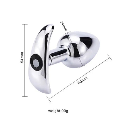 Runyu Intimate Metal Anal Plug with Crystal Jewelry Smooth Butt Plug Anal Beads Anus Dilator Anal Toy for Men Women Masturbation