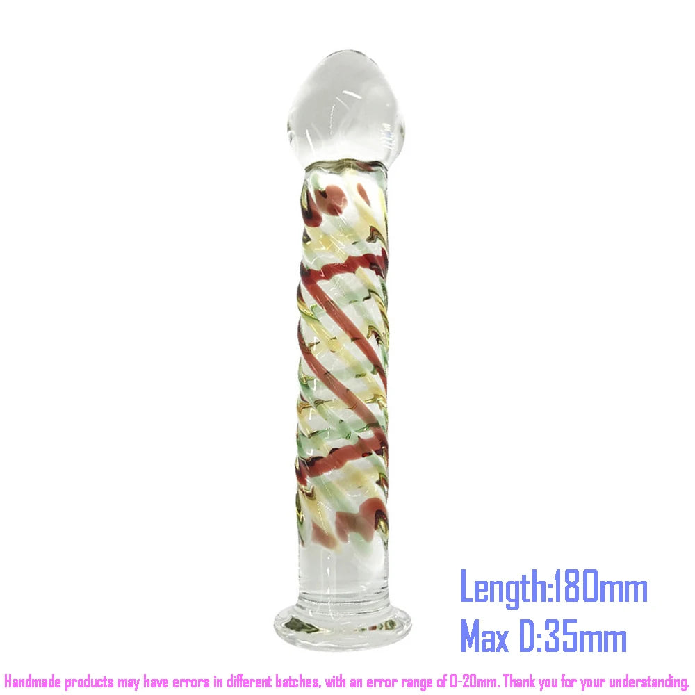 Pyrex Glass Dildo 195x33mm Fake Penis Crystal Anal Beads Butt Plug Prostate Massager G Spot Female Masturbation Toys
