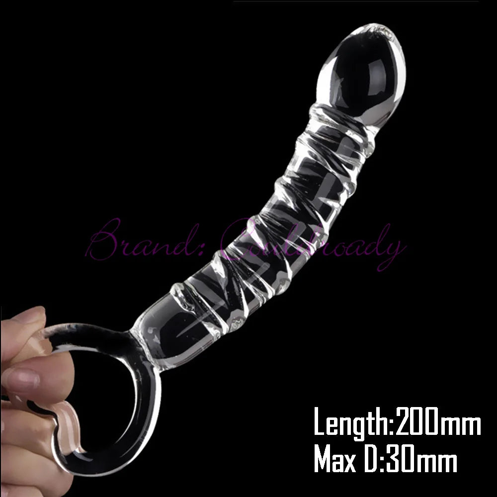 Pyrex Glass Dildo 195x33mm Fake Penis Crystal Anal Beads Butt Plug Prostate Massager G Spot Female Masturbation Toys