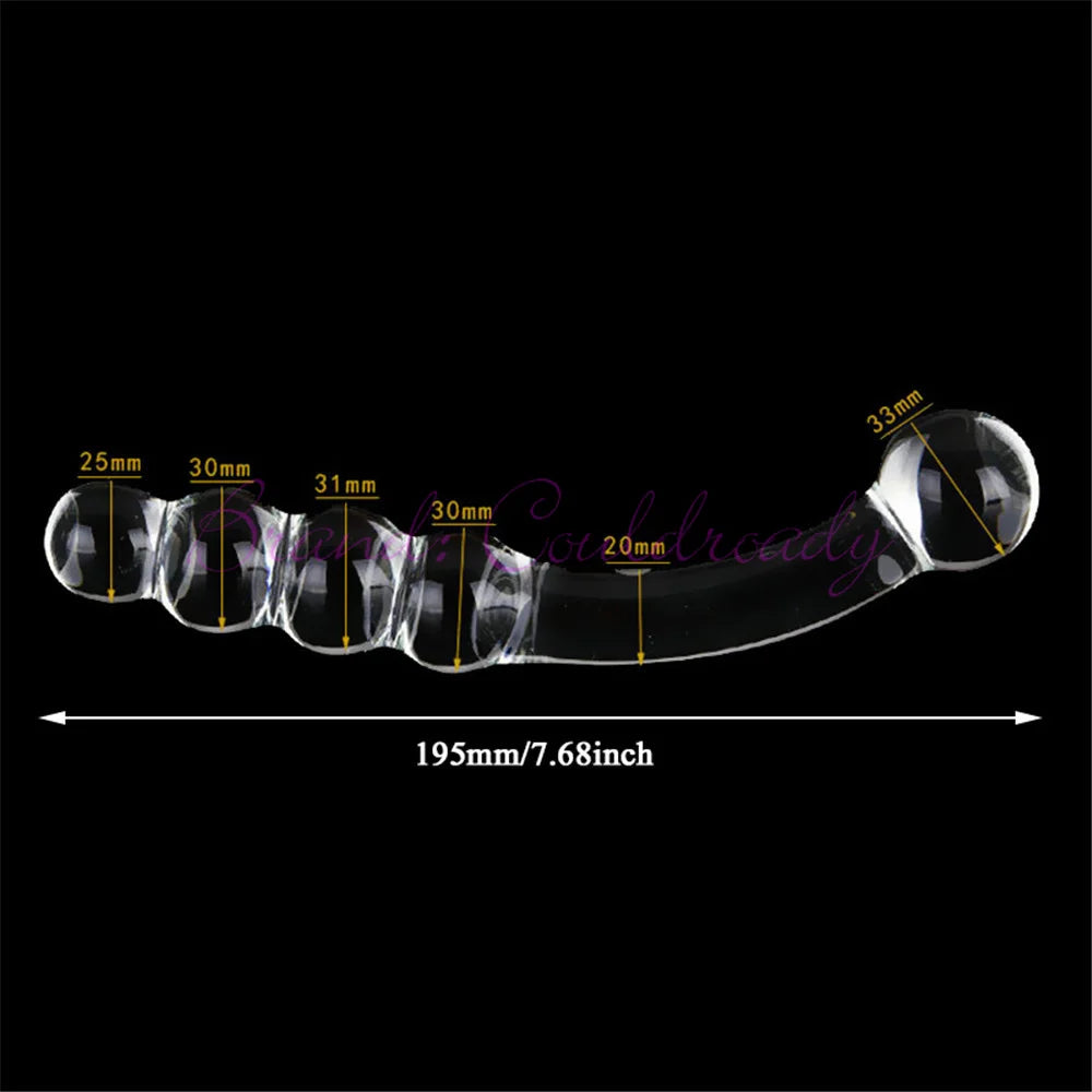 Pyrex Glass Dildo 195x33mm Fake Penis Crystal Anal Beads Butt Plug Prostate Massager G Spot Female Masturbation Toys