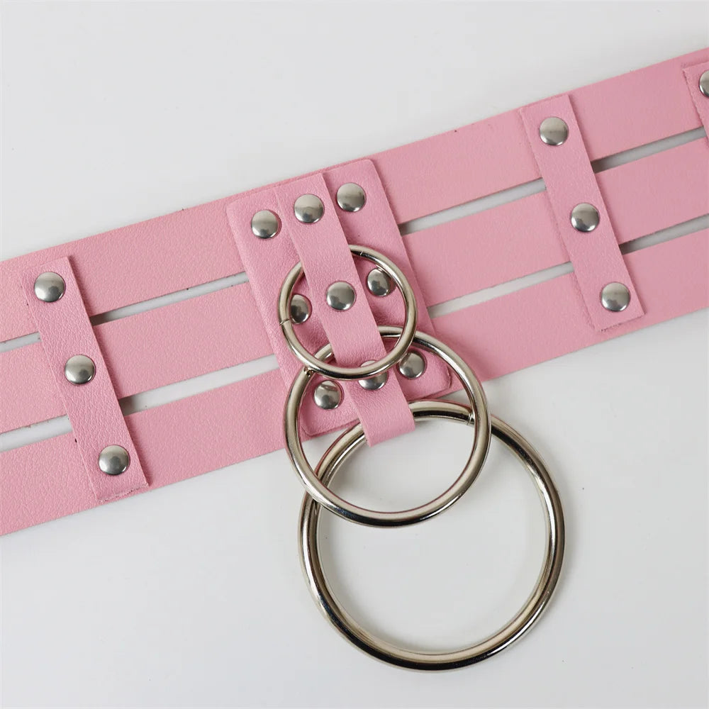 New Cosplay Harajuku Belt Punk Rock Gothic Collar Choker Sexy PU Leather O-Ring Women Collar Choker Necklace Body Accessories