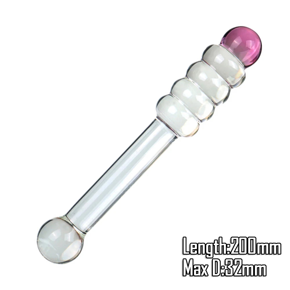 Pyrex Glass Dildo 195x33mm Fake Penis Crystal Anal Beads Butt Plug Prostate Massager G Spot Female Masturbation Toys