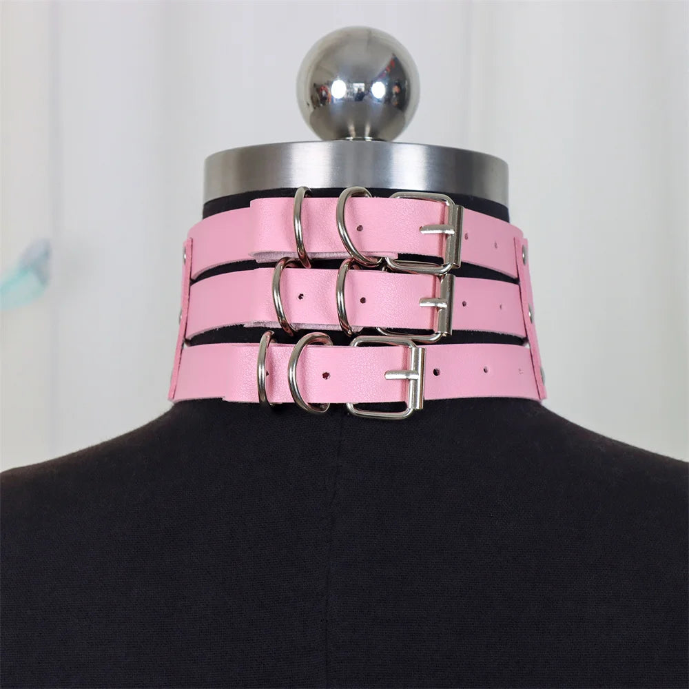 New Cosplay Harajuku Belt Punk Rock Gothic Collar Choker Sexy PU Leather O-Ring Women Collar Choker Necklace Body Accessories