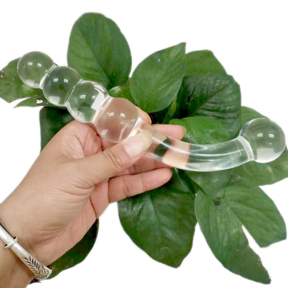 Pyrex Glass Dildo 195x33mm Fake Penis Crystal Anal Beads Butt Plug Prostate Massager G Spot Female Masturbation Toys