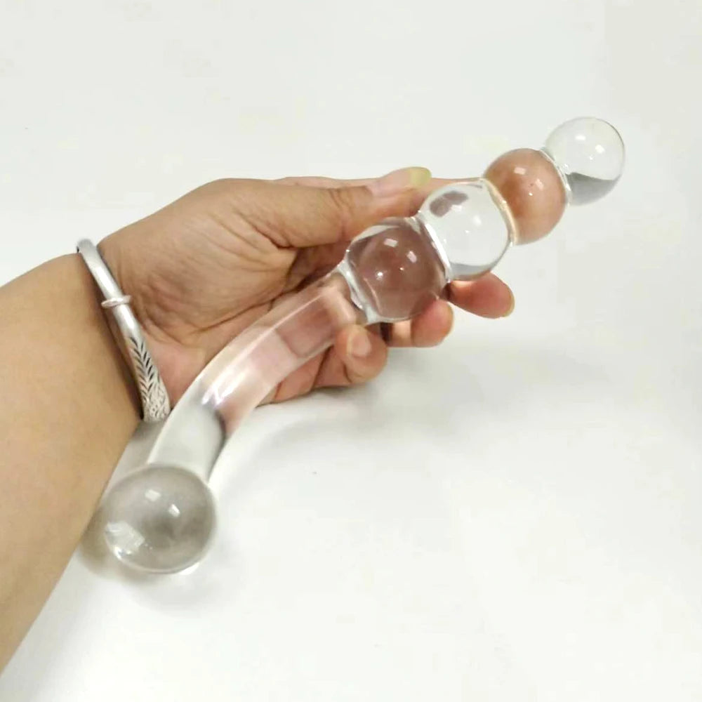 Pyrex Glass Dildo 195x33mm Fake Penis Crystal Anal Beads Butt Plug Prostate Massager G Spot Female Masturbation Toys