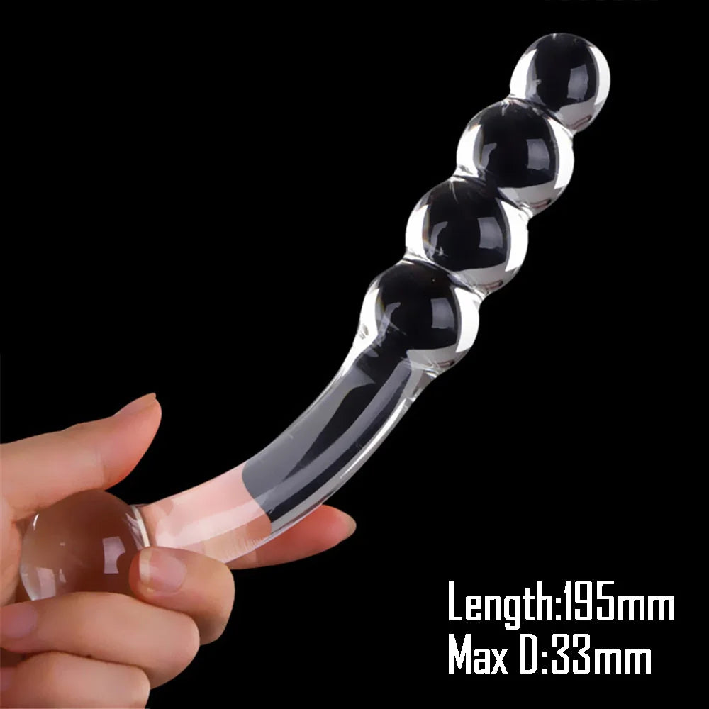 Pyrex Glass Dildo 195x33mm Fake Penis Crystal Anal Beads Butt Plug Prostate Massager G Spot Female Masturbation Toys