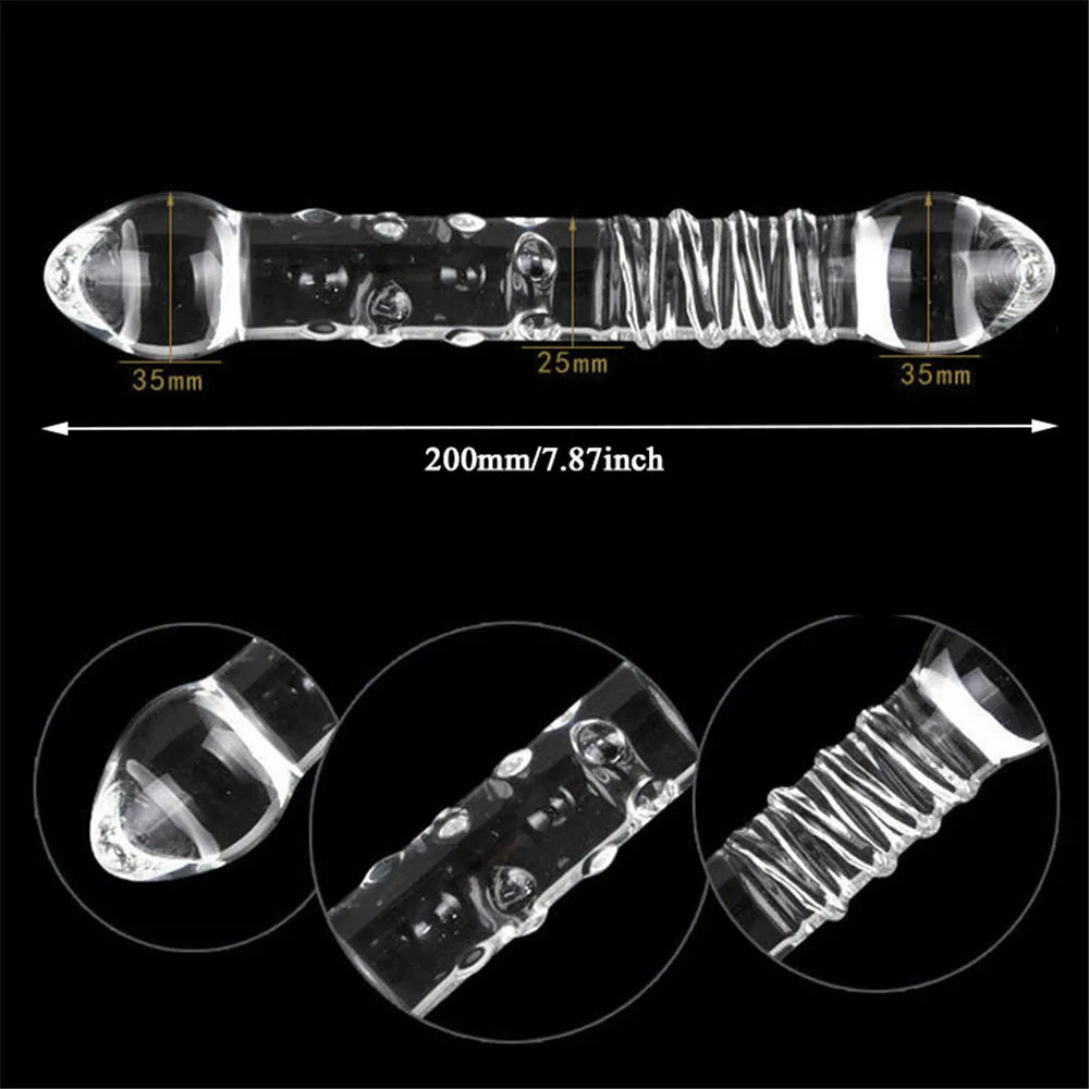 Pyrex Glass Dildo 195x33mm Fake Penis Crystal Anal Beads Butt Plug Prostate Massager G Spot Female Masturbation Toys