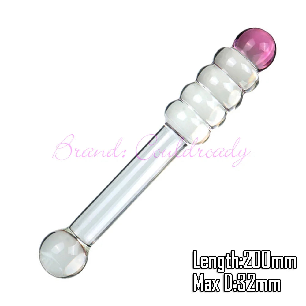 Pyrex Glass Dildo 195x33mm Fake Penis Crystal Anal Beads Butt Plug Prostate Massager G Spot Female Masturbation Toys