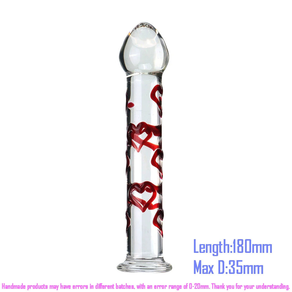 Pyrex Glass Dildo 195x33mm Fake Penis Crystal Anal Beads Butt Plug Prostate Massager G Spot Female Masturbation Toys
