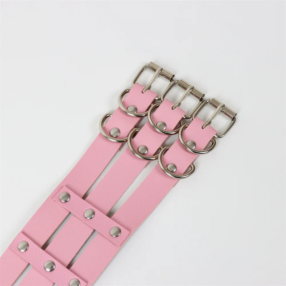 New Cosplay Harajuku Belt Punk Rock Gothic Collar Choker Sexy PU Leather O-Ring Women Collar Choker Necklace Body Accessories