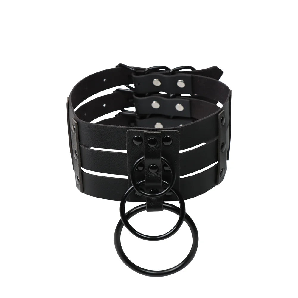 New Cosplay Harajuku Belt Punk Rock Gothic Collar Choker Sexy PU Leather O-Ring Women Collar Choker Necklace Body Accessories