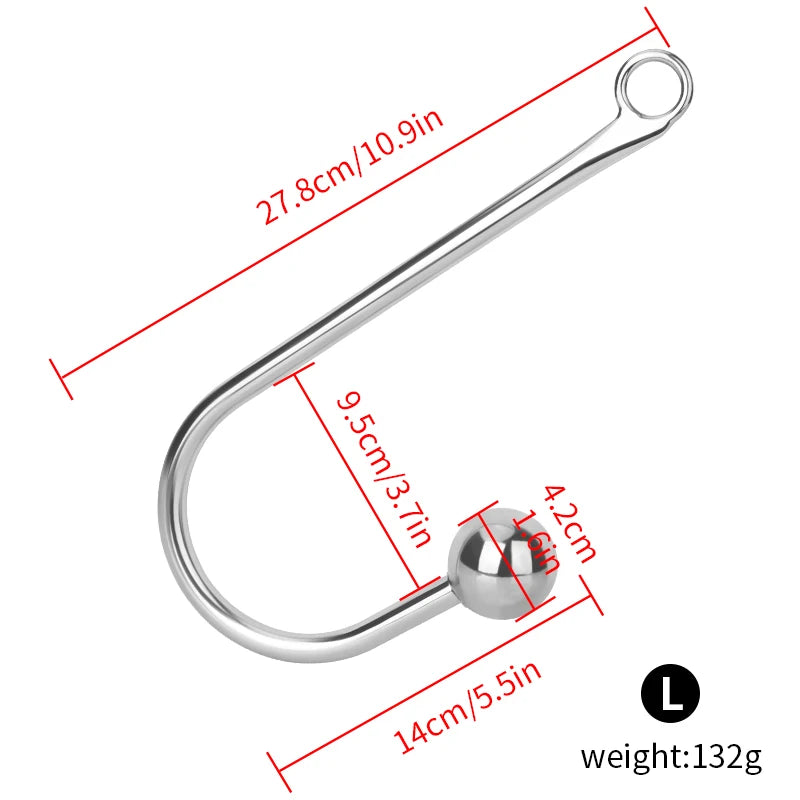Ergonomically Anal Hook With Ball Hole BDSM Stainless Steel Sexy Hook Butt Plug Anal Beads Anus Dilator Bondage Erotic Products