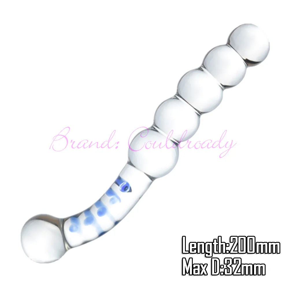 Pyrex Glass Dildo 195x33mm Fake Penis Crystal Anal Beads Butt Plug Prostate Massager G Spot Female Masturbation Toys