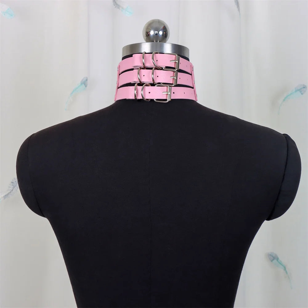 New Cosplay Harajuku Belt Punk Rock Gothic Collar Choker Sexy PU Leather O-Ring Women Collar Choker Necklace Body Accessories
