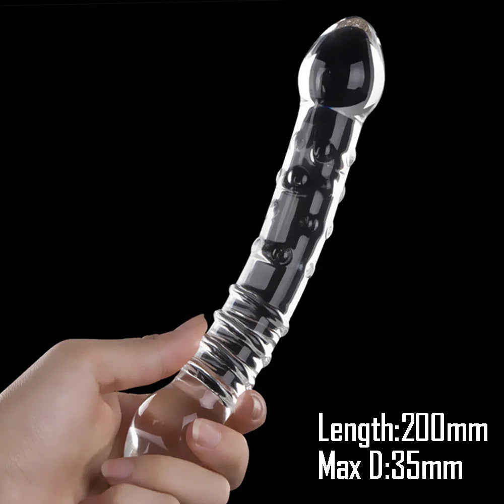 Pyrex Glass Dildo 195x33mm Fake Penis Crystal Anal Beads Butt Plug Prostate Massager G Spot Female Masturbation Toys