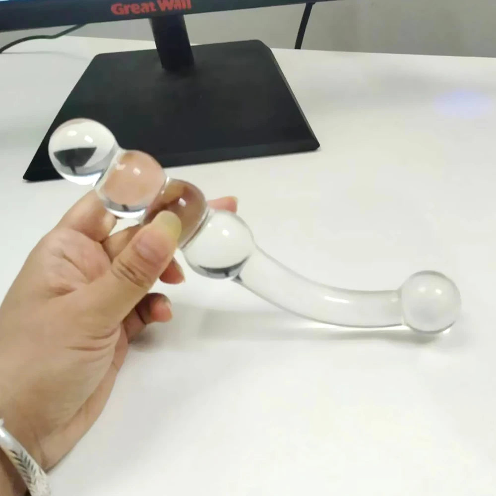 Pyrex Glass Dildo 195x33mm Fake Penis Crystal Anal Beads Butt Plug Prostate Massager G Spot Female Masturbation Toys