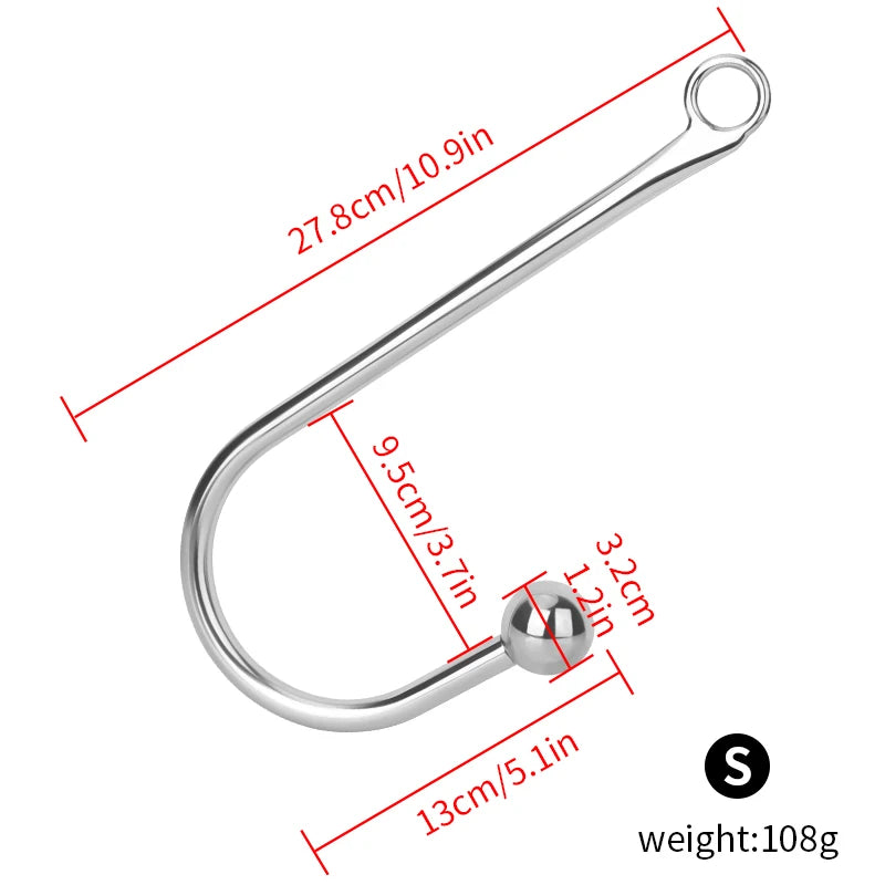 Ergonomically Anal Hook With Ball Hole BDSM Stainless Steel Sexy Hook Butt Plug Anal Beads Anus Dilator Bondage Erotic Products